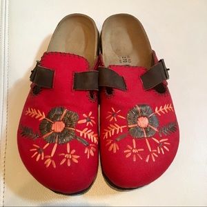 Birkenstock’s with Embroidered Flower